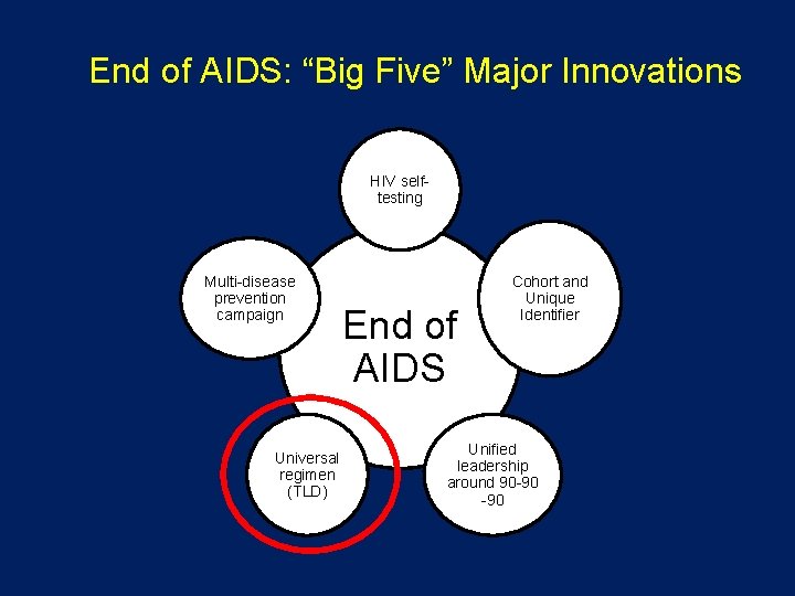 End of AIDS: “Big Five” Major Innovations HIV selftesting Multi-disease prevention campaign End of