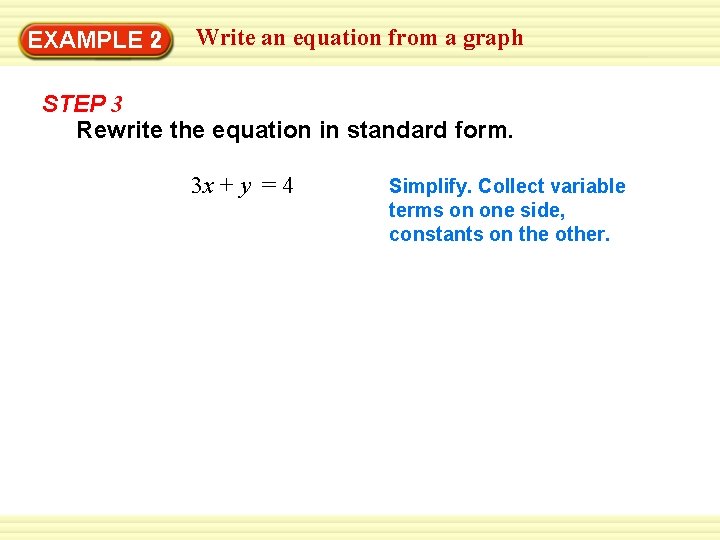 EXAMPLE 2 Write an equation from a graph STEP 3 Rewrite the equation in