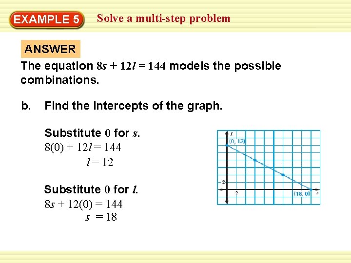 EXAMPLE 5 Solve a multi-step problem ANSWER The equation 8 s + 12 l