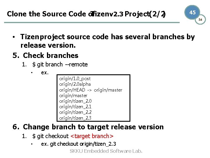 Clone the Source Code of Tizen v 2. 3 Project(2/2) 45 • Tizen project Clone the Source Code of Tizen v 2. 3 Project(2/2) 45 • Tizen project
