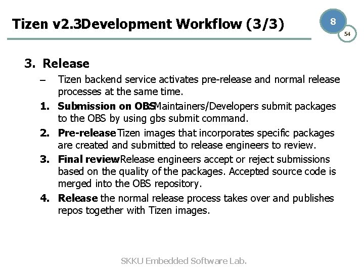 Tizen v 2. 3 Development Workflow (3/3) 8 3. Release – 1. 2. 3. Tizen v 2. 3 Development Workflow (3/3) 8 3. Release – 1. 2. 3.
