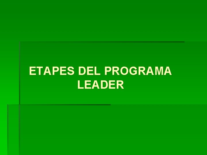 ETAPES DEL PROGRAMA LEADER 