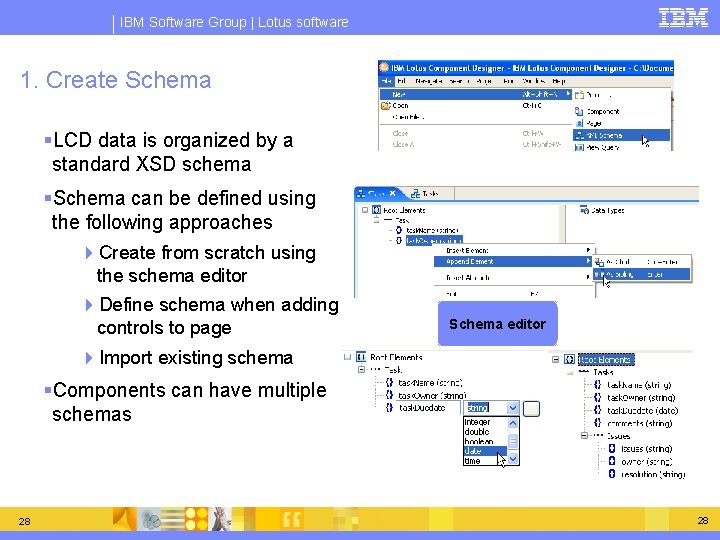 IBM Software Group | Lotus software 1. Create Schema §LCD data is organized by IBM Software Group | Lotus software 1. Create Schema §LCD data is organized by