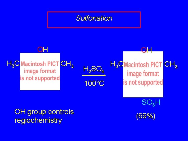 Sulfonation OH H 3 C OH CH 3 H 2 SO 4 H 3