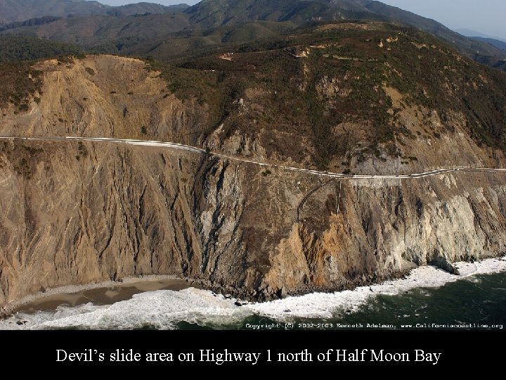 Devil’s slide area on Highway 1 north of Half Moon Bay 