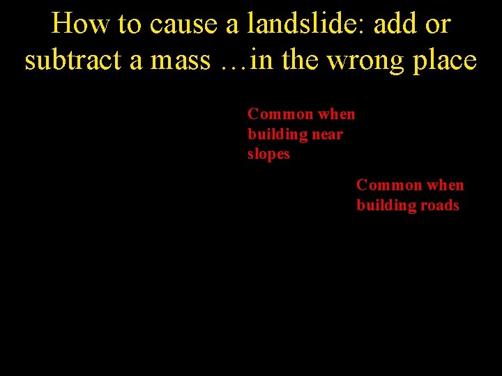 How to cause a landslide: add or subtract a mass …in the wrong place