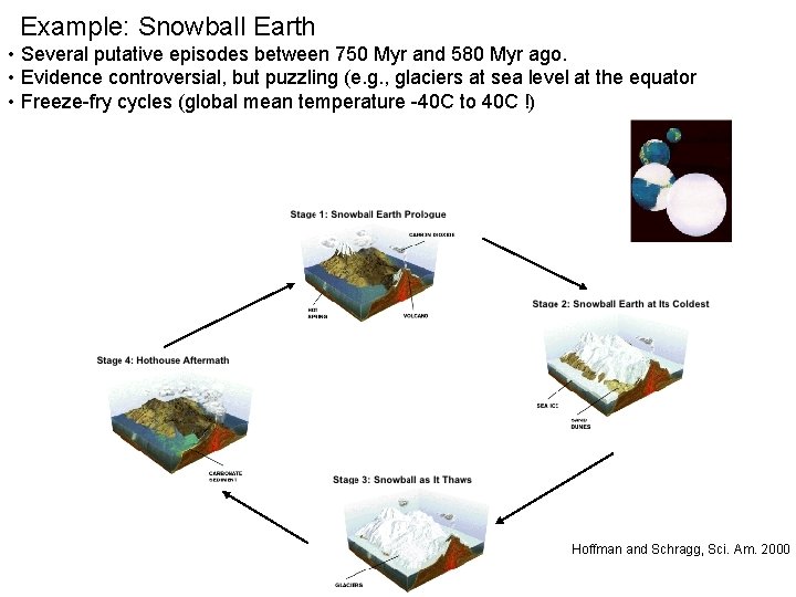 Example: Snowball Earth • Several putative episodes between 750 Myr and 580 Myr ago.