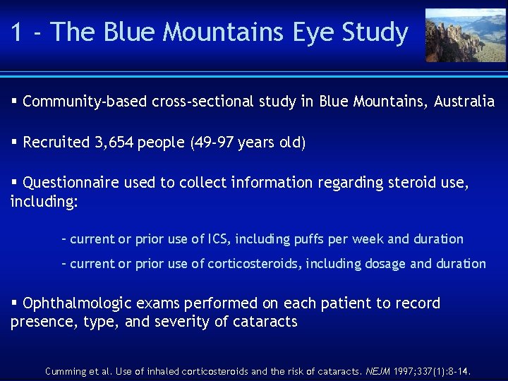 1 - The Blue Mountains Eye Study § Community-based cross-sectional study in Blue Mountains,