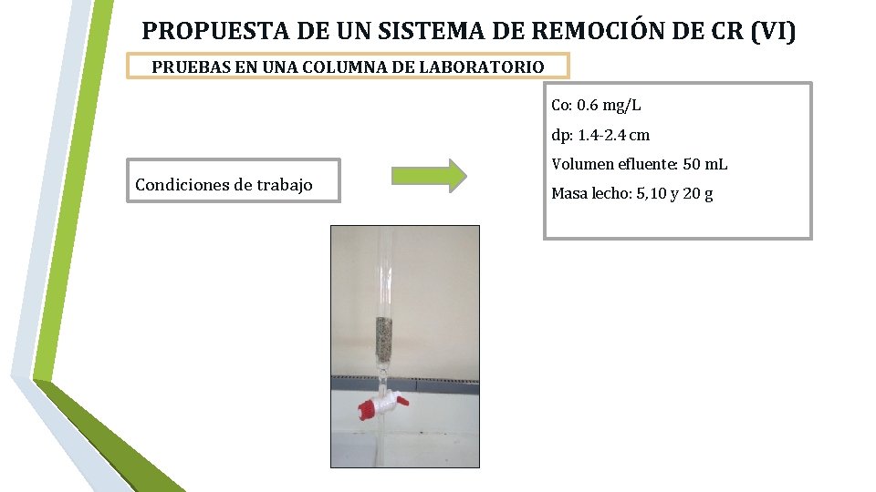  PROPUESTA DE UN SISTEMA DE REMOCIÓN DE CR (VI) PRUEBAS EN UNA COLUMNA