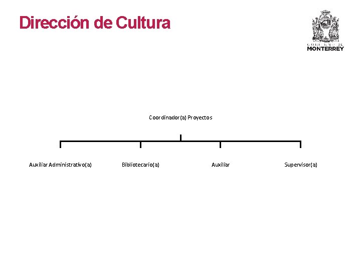 Dirección de Cultura Coordinador(a) Proyectos Auxiliar Administrativo(a) Bibliotecario(a) Auxiliar Supervisor(a) 