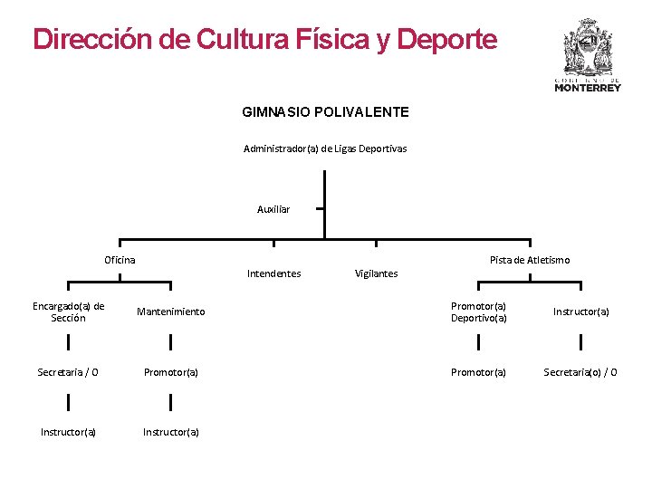 Dirección de Cultura Física y Deporte GIMNASIO POLIVALENTE Administrador(a) de Ligas Deportivas Auxiliar Oficina