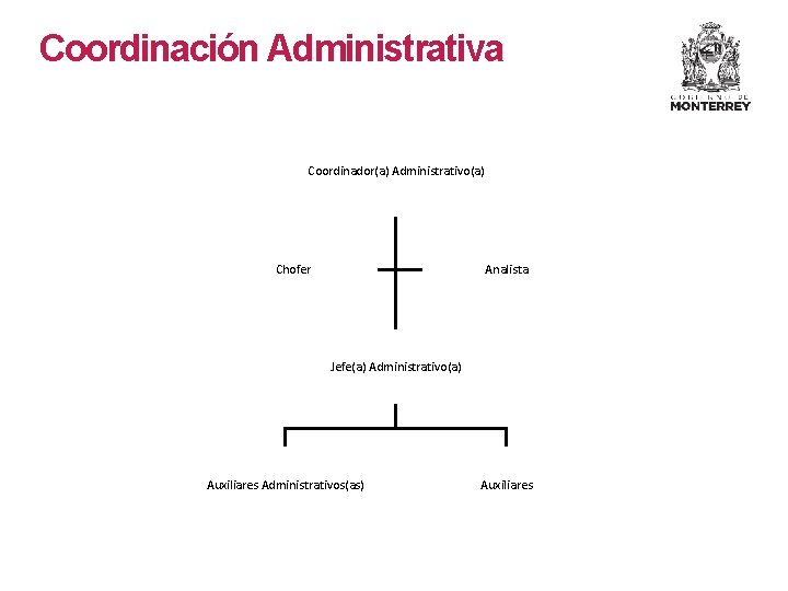 Coordinación Administrativa Coordinador(a) Administrativo(a) Chofer Analista Jefe(a) Administrativo(a) Auxiliares Administrativos(as) Auxiliares 