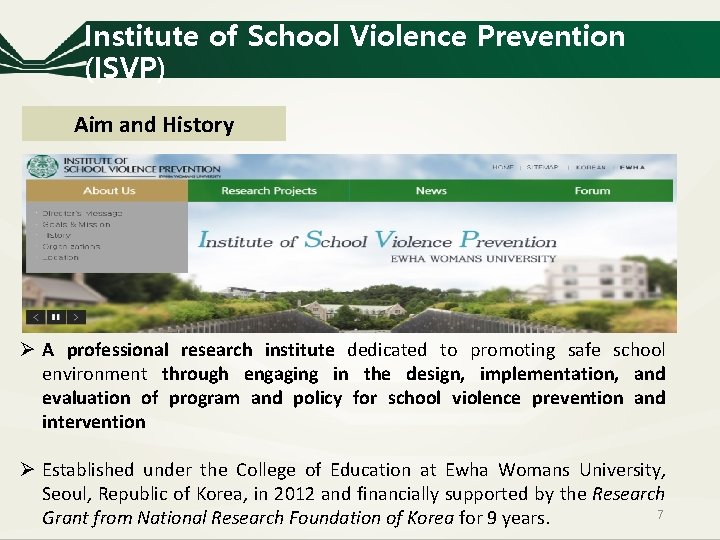 Institute of School Violence Prevention (ISVP) Aim and History Ø A professional research institute