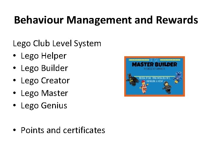 Behaviour Management and Rewards Lego Club Level System • Lego Helper • Lego Builder Behaviour Management and Rewards Lego Club Level System • Lego Helper • Lego Builder