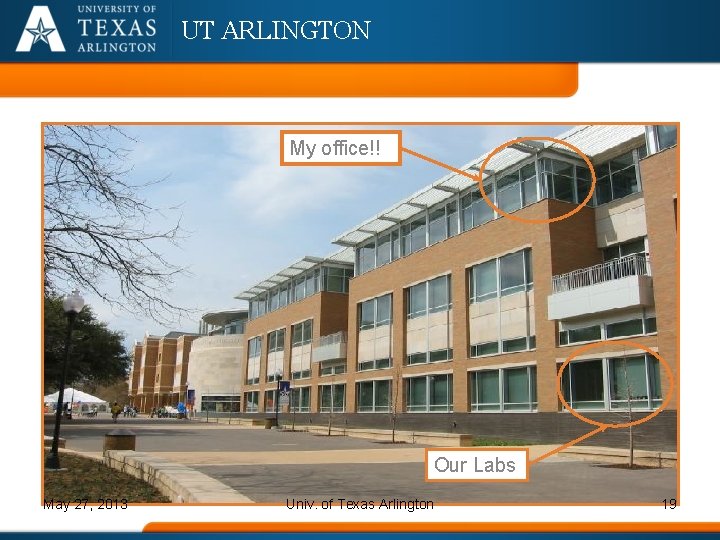 UT ARLINGTON My office!! Our Labs May 27, 2013 Univ. of Texas Arlington 19