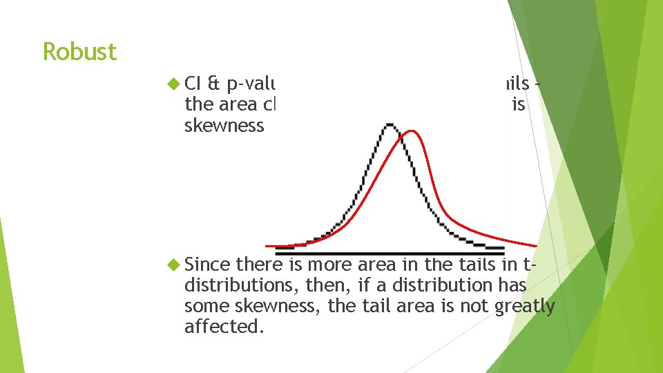 Robust CI & p-values deal with area in the tails – the area changed Robust CI & p-values deal with area in the tails – the area changed