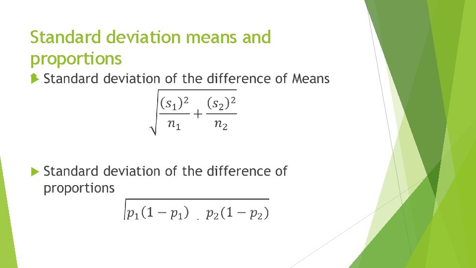 Standard deviation means and proportions Standard deviation means and proportions