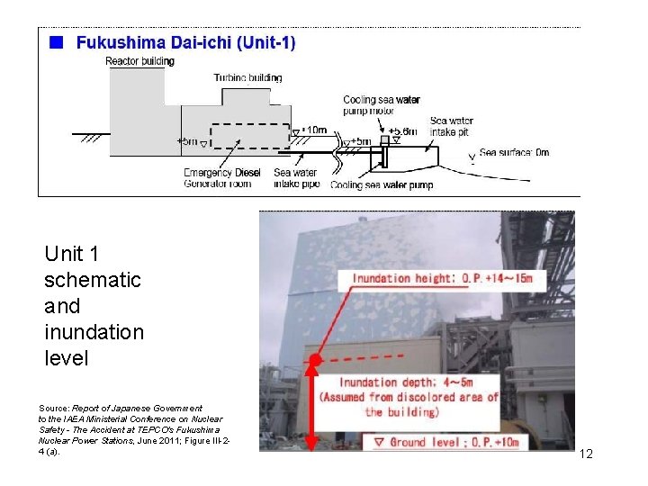 Unit 1 schematic and inundation level Source: Report of Japanese Government to the IAEA