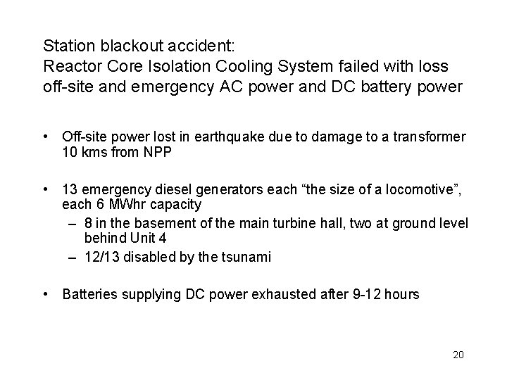 Station blackout accident: Reactor Core Isolation Cooling System failed with loss off-site and emergency
