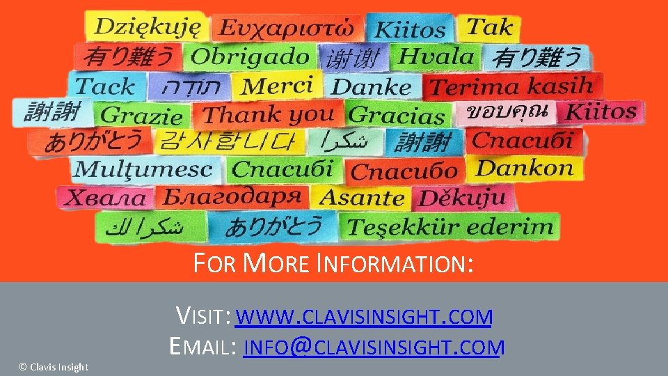 FOR MORE INFORMATION: © Clavis Insight VISIT: WWW. CLAVISINSIGHT. COM EMAIL: INFO@CLAVISINSIGHT. COM FOR MORE INFORMATION: © Clavis Insight VISIT: WWW. CLAVISINSIGHT. COM EMAIL: INFO@CLAVISINSIGHT. COM
