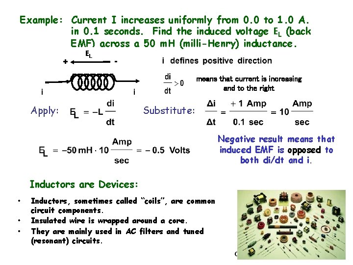 Example: Current I increases uniformly from 0. 0 to 1. 0 A. in 0.
