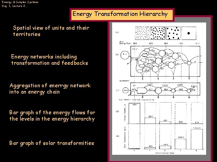 Emergy & Complex Systems Day 1, Lecture 2…. Energy Transformation Hierarchy Spatial view of