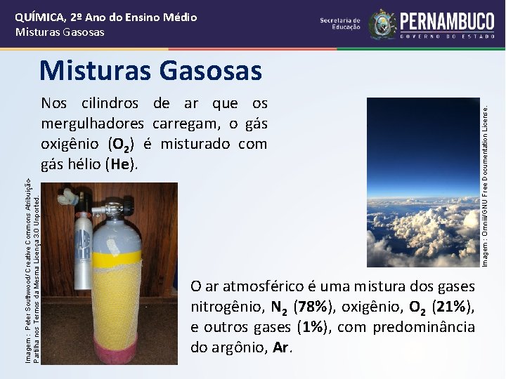 QUÍMICA, 2º Ano do Ensino Médio Misturas Gasosas Imagem : Peter Southwood/ Creative Commons