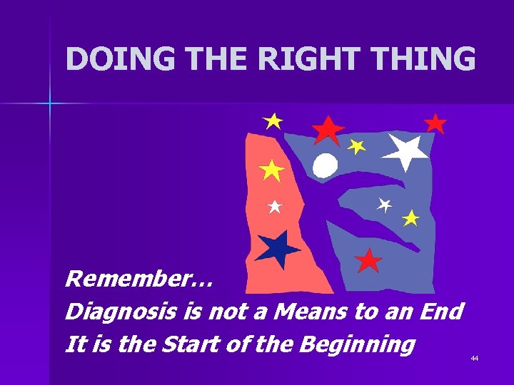 DOING THE RIGHT THING Remember… Diagnosis is not a Means to an End It DOING THE RIGHT THING Remember… Diagnosis is not a Means to an End It