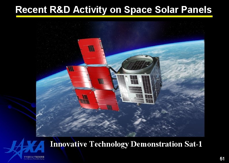 Recent R&D Activity on Space Solar Panels Innovative Technology Demonstration Sat-1 51 Recent R&D Activity on Space Solar Panels Innovative Technology Demonstration Sat-1 51