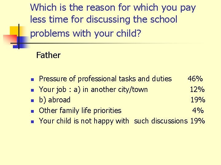 Which is the reason for which you pay less time for discussing the school