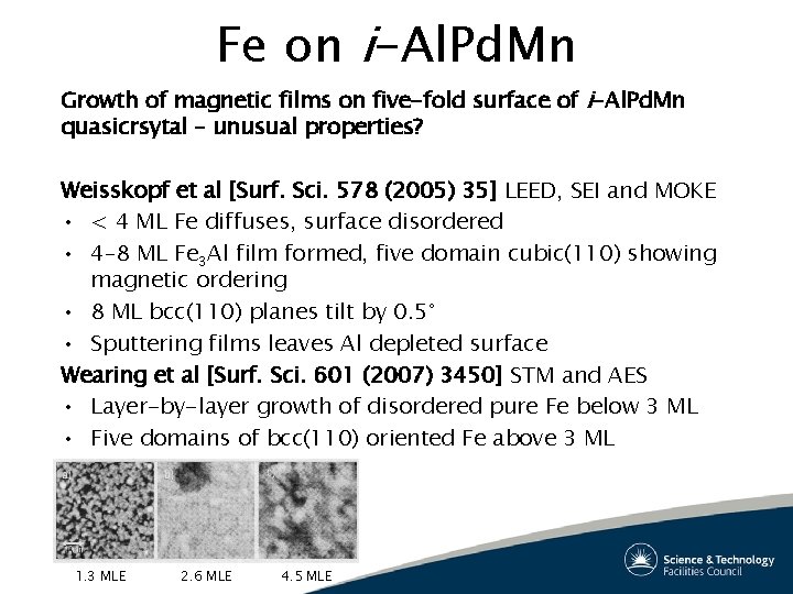 Fe on i-Al. Pd. Mn Growth of magnetic films on five-fold surface of i-Al. Fe on i-Al. Pd. Mn Growth of magnetic films on five-fold surface of i-Al.