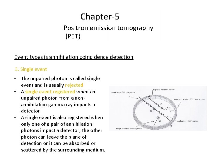 Chapter-5 Positron emission tomography (PET) Event types is annihilation coincidence detection 3. Single event