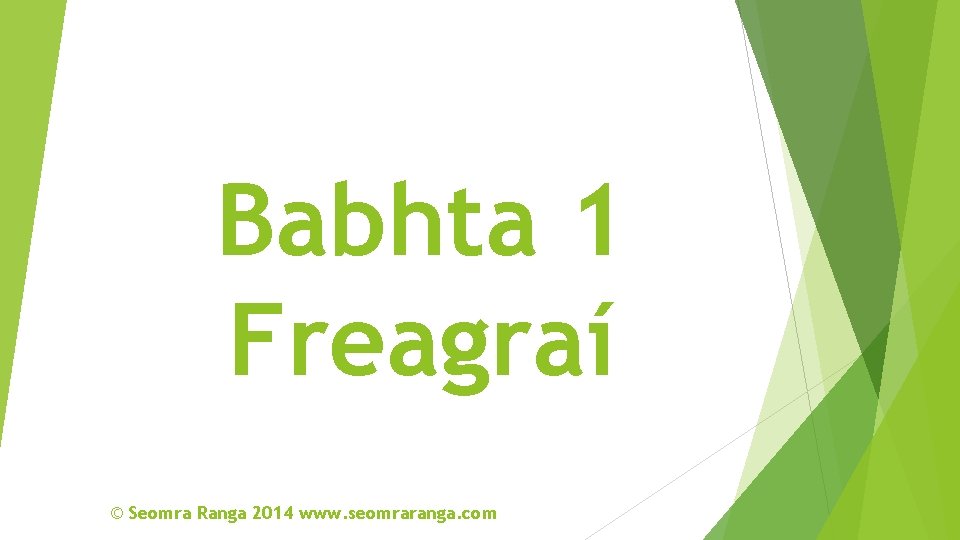 Babhta 1 Freagraí © Seomra Ranga 2014 www. seomraranga. com 