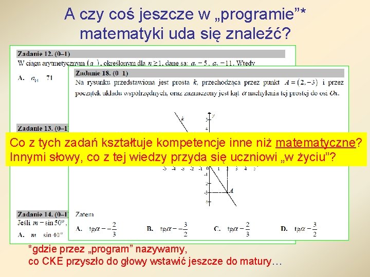 A czy coś jeszcze w „programie”* matematyki uda się znaleźć? Co z tych zadań A czy coś jeszcze w „programie”* matematyki uda się znaleźć? Co z tych zadań