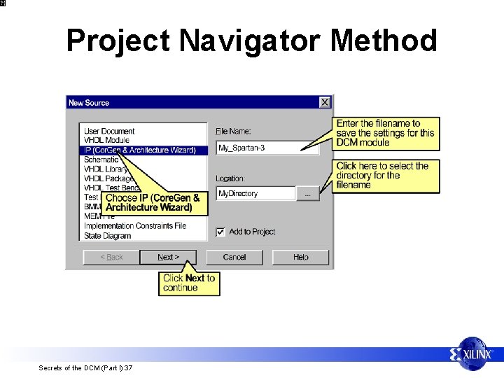 Project Navigator Method Secrets of the DCM (Part I) 37 
