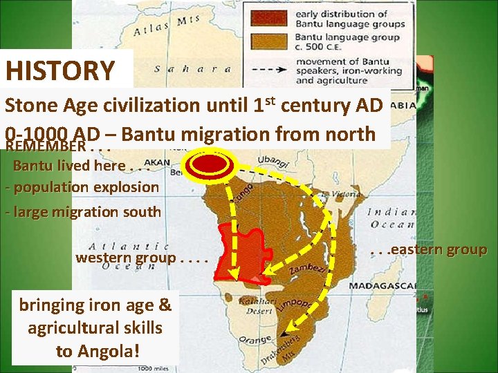 HISTORY ANGOLA Stone Age civilization until 1 st century AD 0 -1000 AD –