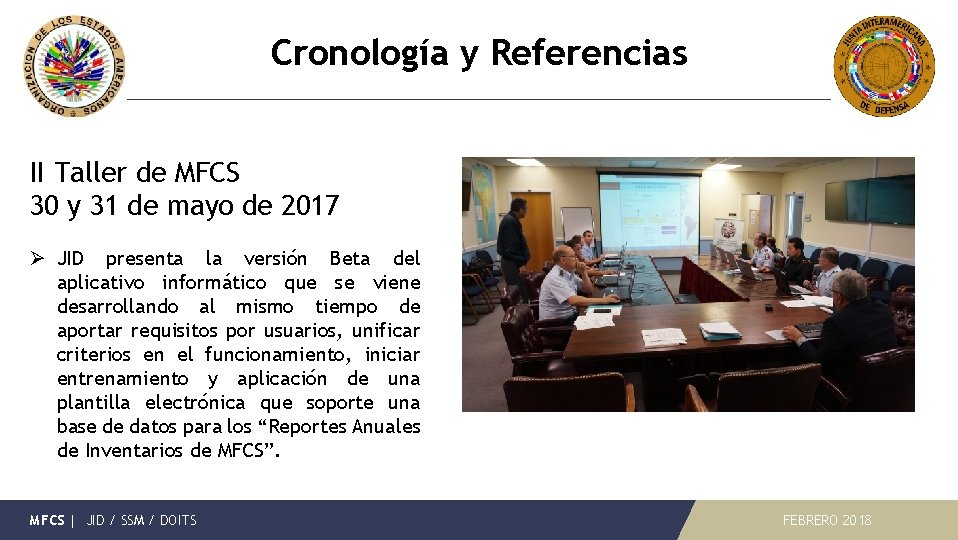 Cronología y Referencias II Taller de MFCS 30 y 31 de mayo de 2017