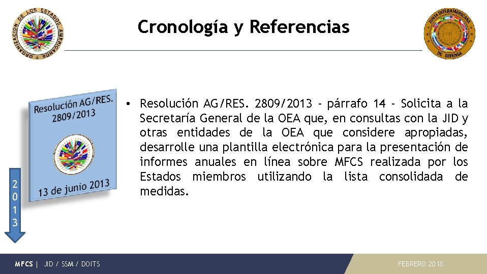 Cronología y Referencias 2 0 1 3 MFCS | JID / SSM / DOITS