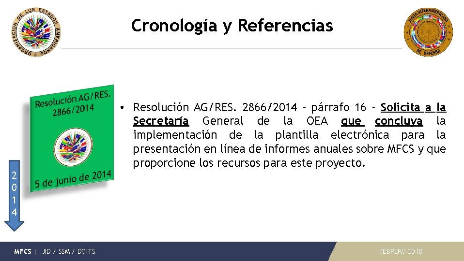 Cronología y Referencias • Resolución AG/RES. 2866/2014 - párrafo 16 - Solicita a la