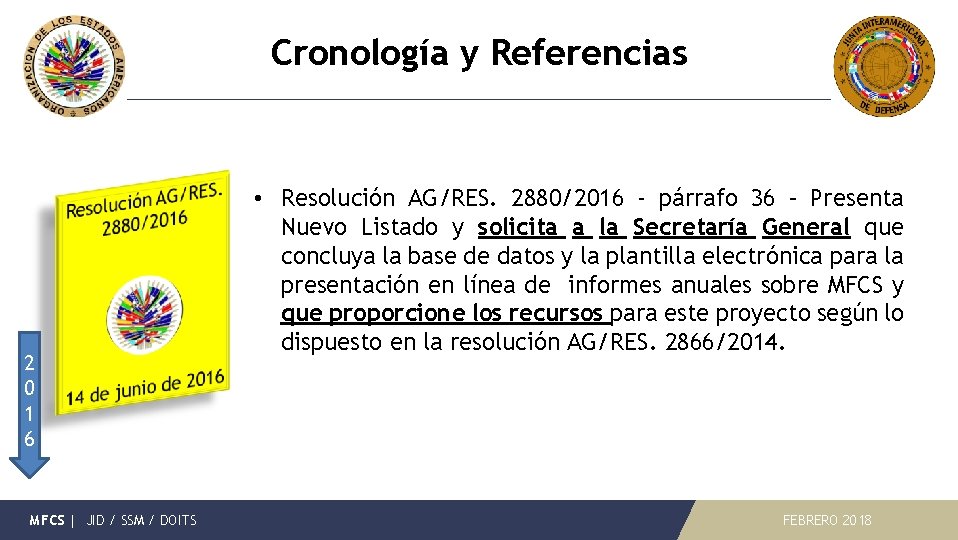 Cronología y Referencias 2 0 1 6 MFCS | JID / SSM / DOITS