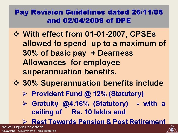 Pay Revision Guidelines dated 26/11/08 and 02/04/2009 of DPE v With effect from 01