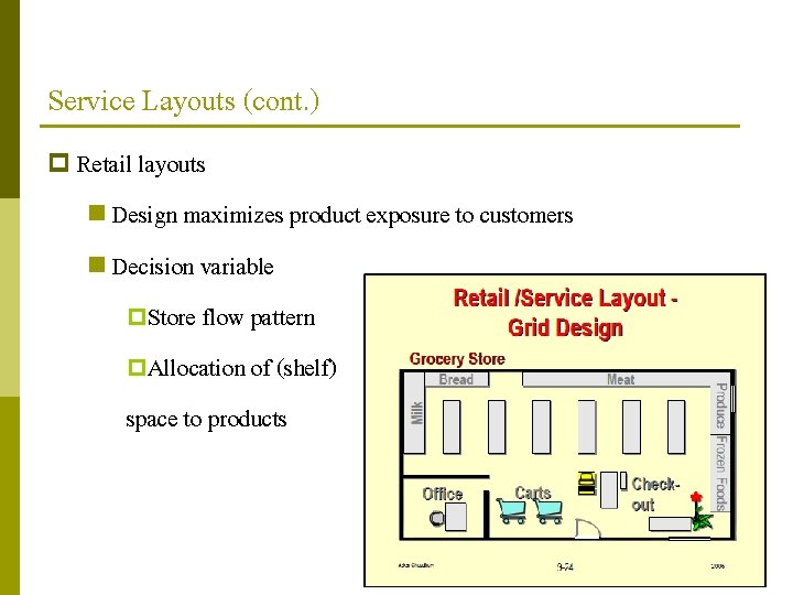 Service Layouts (cont. ) p Retail layouts Design maximizes product exposure to customers Decision