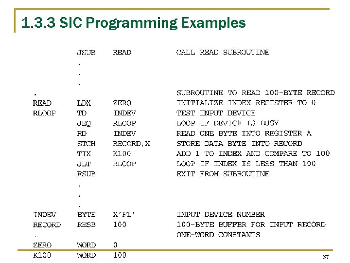 1. 3. 3 SIC Programming Examples 37 1. 3. 3 SIC Programming Examples 37