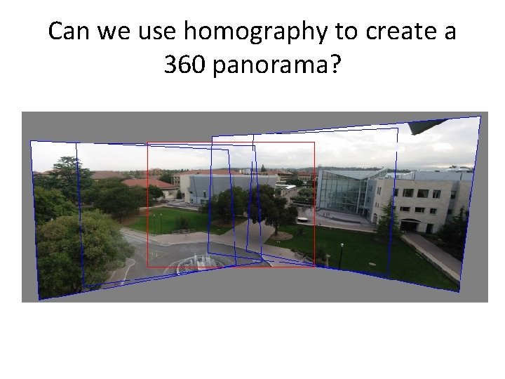 Can we use homography to create a 360 panorama? Can we use homography to create a 360 panorama?