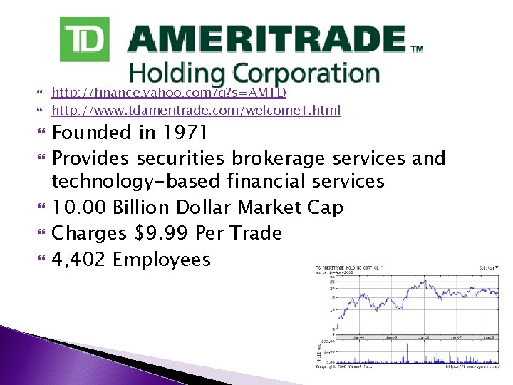  http: //finance. yahoo. com/q? s=AMTD http: //www. tdameritrade. com/welcome 1. html Founded in