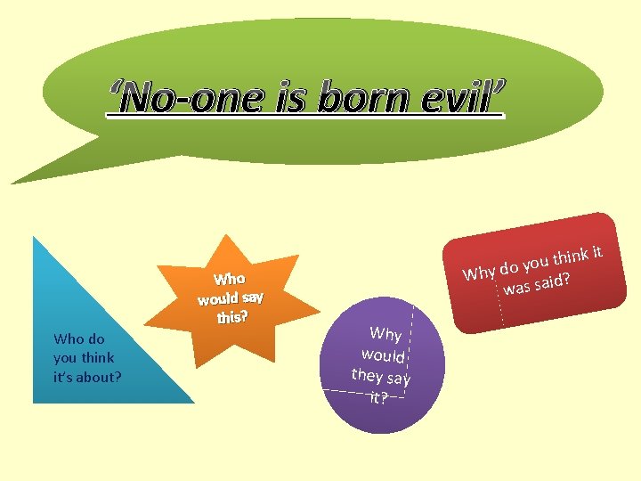 ‘No-one is born evil’ Who do you think it’s about? Who would say this?