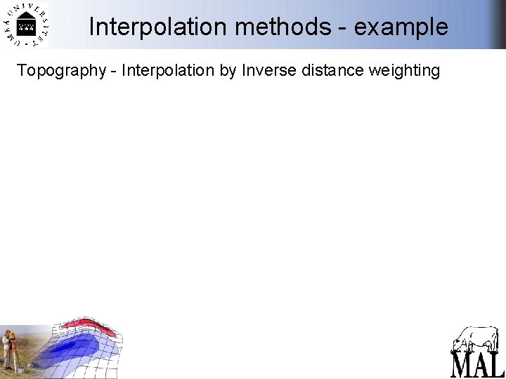 Interpolation methods - example Topography - Interpolation by Inverse distance weighting 