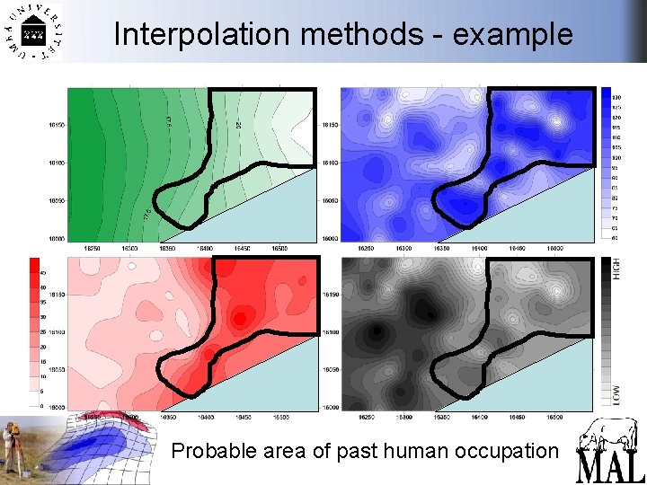 Interpolation methods - example Probable area of past human occupation 