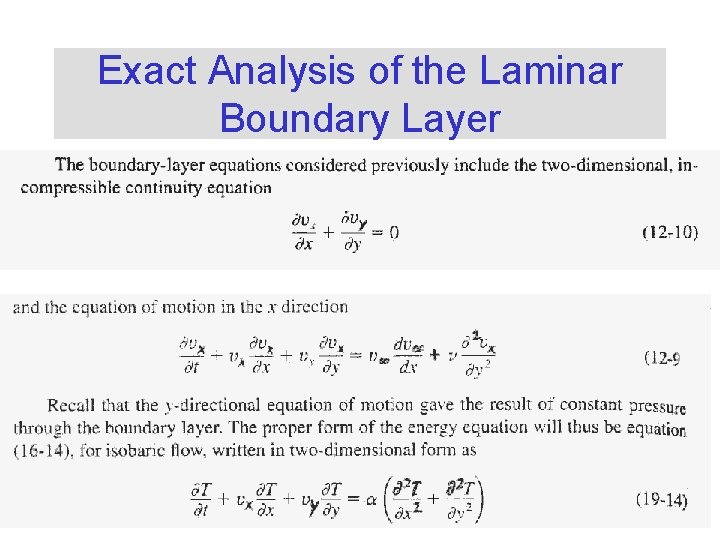 Exact Analysis of the Laminar Boundary Layer Exact Analysis of the Laminar Boundary Layer