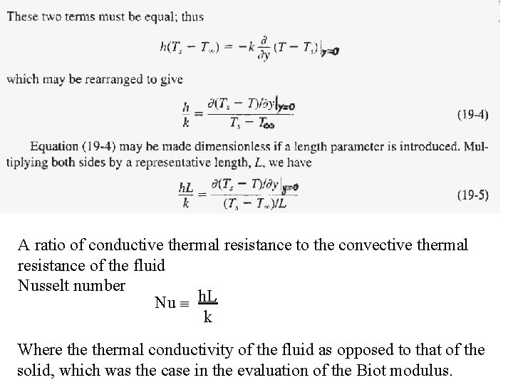 A ratio of conductive thermal resistance to the convective thermal resistance of the fluid A ratio of conductive thermal resistance to the convective thermal resistance of the fluid
